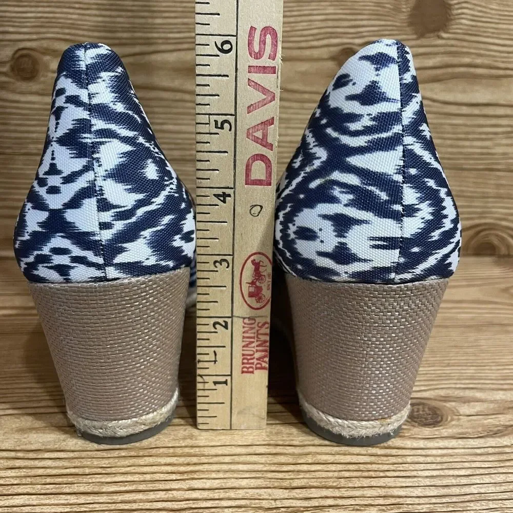 Giani Bernini Ozara Shoes Women Size 11m Navy & Creme‎ Textile Wedge Heel Boho